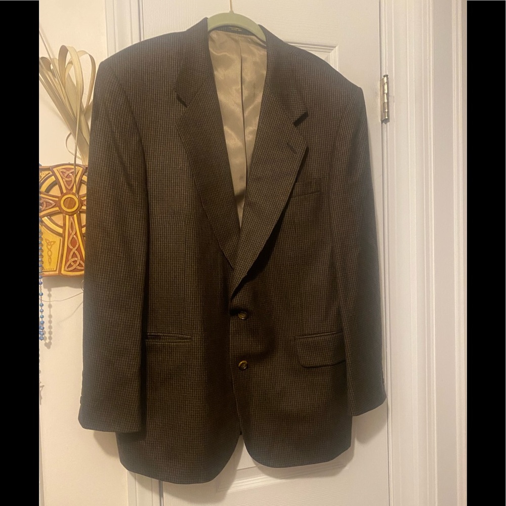 Brown Plaid Oscar de la Renta Suit Coat